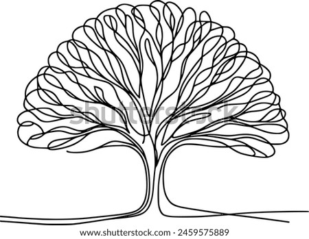  tree vector continuous single line hand drawing

