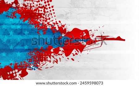 Grunge blot concept USA flag abstract background. Vector American design