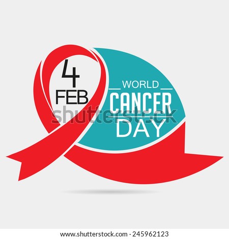 Vector illustration of World Cancer Day background with red ribbon.