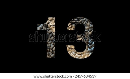 Number 13 with coffee bean background. Coffee bean texture