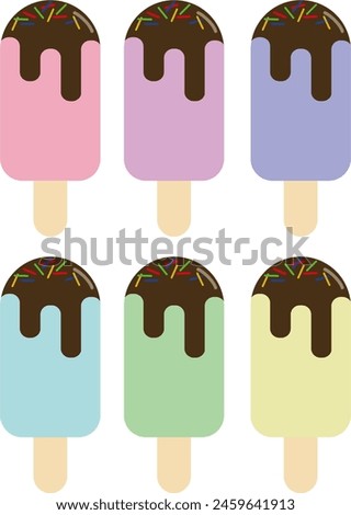 Chocolate ice cream illustration in pastel colors