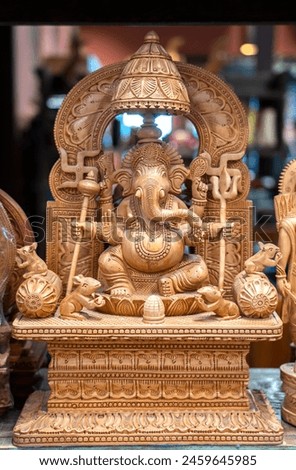 India, Delhi, March 2024. Ganesha figurine at Delhi International Airport. High quality photo