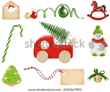 cute collection of Christmas symbols highlighted on white background