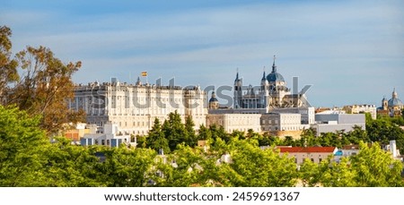 Spain skyline at Santa Maria la Real de La Almudena Cathedral and the Royal Palace - Madrid, Spain