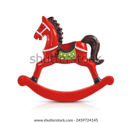  toy red rocking horse is highlighted on a white background