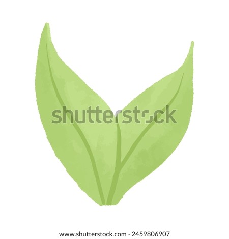 Watercolor vector illustration of leaf in childish style.