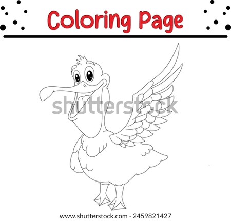 pelican bird coloring book page for kids.
