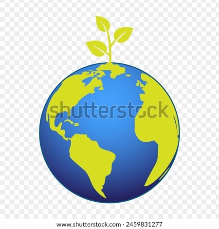 Vector illustration of seedling growing on earth with transparent background