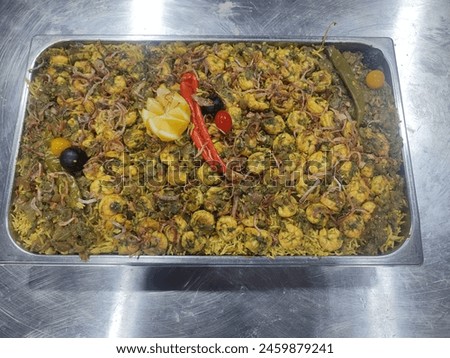 Arabic prawn Biriyani, Catering essential photos.  Photos are required for menus for hotels. Is a popular Chinese-Japanese delicacy all over Japanese. Arabic, Chinese cuisine pictures,
