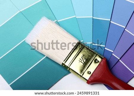 Close up of pantone color palette and brush
