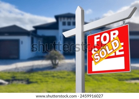 Sold Home For Sale Sign in Front of New House.