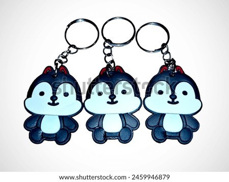 Set of cute animal face-shaped keychains on a white background. Cartoon character design collection.