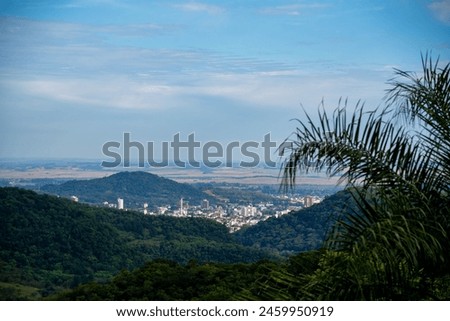 View of the city of Santa Maria RS Brasil from the Itaara viewpoint. Cities in the central region. Santa Maria RS. Royalty-Free Stock Photo #2459950919