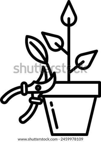 pruning shrubs outline icon vector illustration