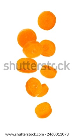 Carrot slices. Carrot isolated on white background. Fresh and sweet organic carrots on a white background.Vegan.