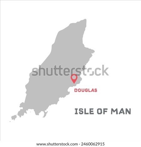 Isle of man vector map illustration, country map silhouette with mark the capital city of Isle of man inside. vector illustration