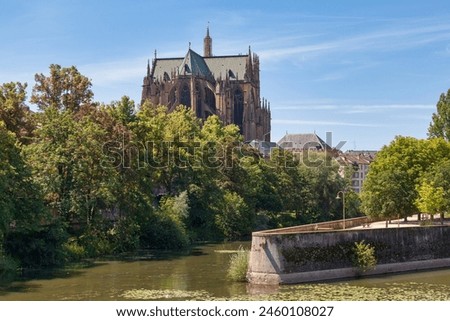 The Metz Cathedral, otherwise the Cathedral of Saint Stephen (French: Cathédrale Saint Étienne de Metz), is a Roman Catholic cathedral in Metz, capital of Lorraine, France. Royalty-Free Stock Photo #2460108027