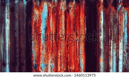 Rusty Corrugated Metal Sheets Colorful Texture Close-Up Royalty-Free Stock Photo #2460113975