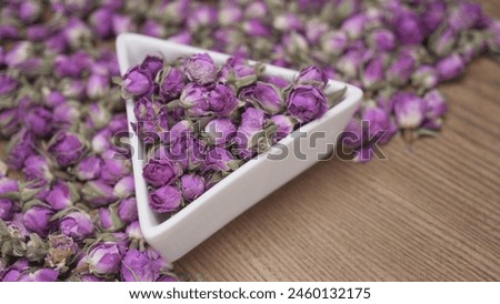 
Dried damask roses on kitchen table
