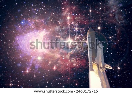 Sunflare and rocket. The elements of this image furnished by NASA.

