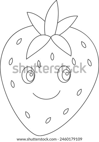 Strawberry line drawing vector. Isolated icon. Fruits Vector. Design linear artwork element.
