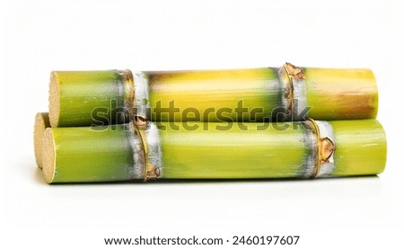 Fresh sugar cane stalk with isolated on white background. Clipping path.