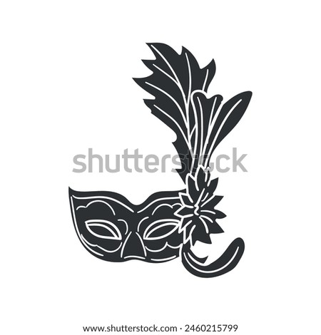 Mardi Gras Icon Silhouette Illustration. Carnival Mask Vector Graphic Pictogram Symbol Clip Art. Doodle Sketch Black Sign.