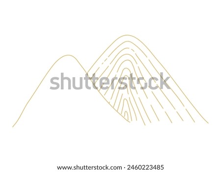 Mountains line art hand drawn illustration. Dragon Boat Festival, Mid Autumn Festival, traditional holiday clip art, card, banner, poster element. Asian style design, isolated vector.