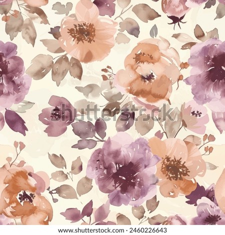 Abstract flower blooming design. Pattern with floral seamless. Grunge textured abstract art vector  with flower and plants in watercolor style.