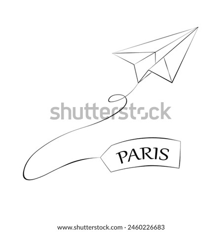 Plane Traveling Outline Hand draw Vector Illustration on white backgroung