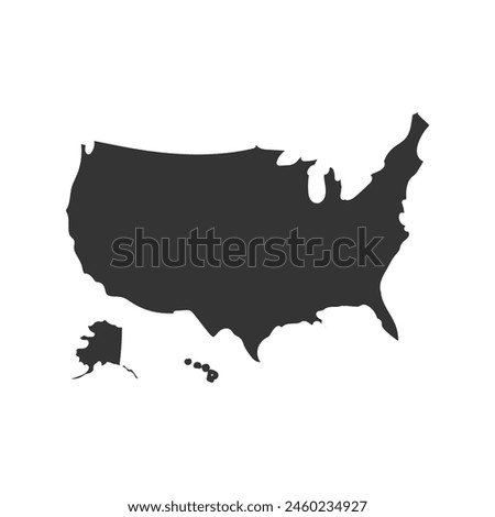 USA Map Icon Silhouette Illustration. United StatesVector Graphic Pictogram Symbol Clip Art. Doodle Sketch Black Sign.