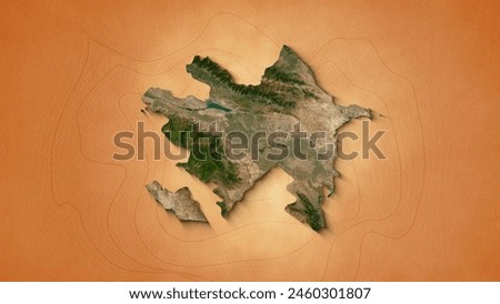 A realistic map of Azerbaijan. Zoom map of the Republic of Azerbaijan . Brown vintage background 4k