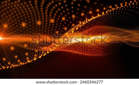 energy waves with light rays and particles. Abstract background.