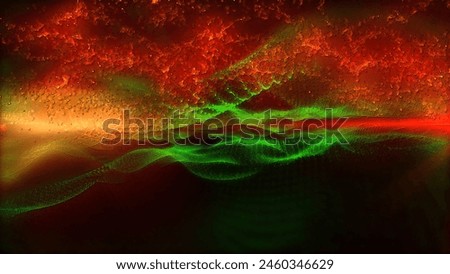 abstract futuristic landscape flowing red paint