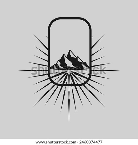 Mountain frame art logo vector graphic line art illustration abstract on background, sticker logo adventure badge 
