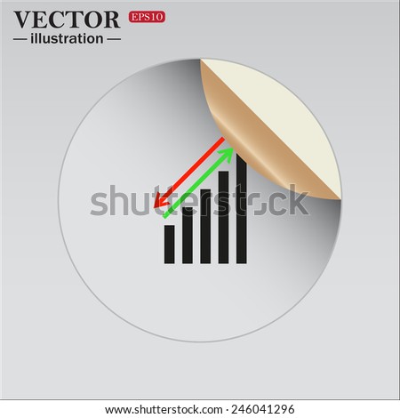 Sticker self-adhesive paper. chart with green and red arrows, vector illustration, EPS 10