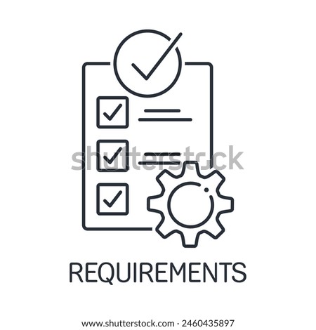 Document requirements. In compliance.Vector linear icon isolated on white background. Royalty-Free Stock Photo #2460435897