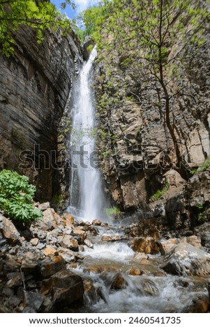 Tall waterfall wall art. Hight waterfall print set. Rocky mount and cascading waterfall. Beautiful waterfall picture