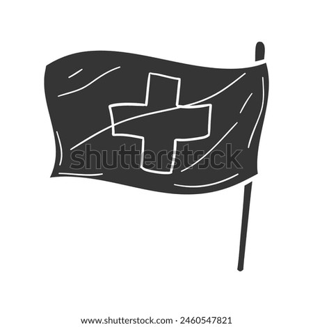 Lifeguard Icon Silhouette Illustration. Flag Vector Graphic Pictogram Symbol Clip Art. Doodle Sketch Black Sign.