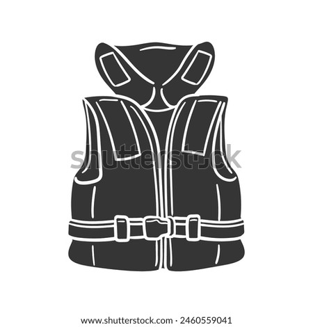 Life Jacket Icon Silhouette Illustration. Lifeguard Vector Graphic Pictogram Symbol Clip Art. Doodle Sketch Black Sign.
