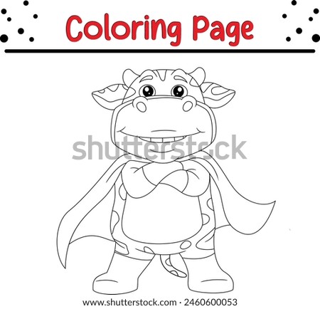 cow superhero coloring book page for kids.