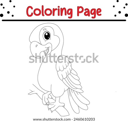 cute parrot coloring book page for kids.