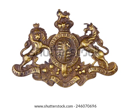 Crest Coat of Arms, UK of Great Britain & N. Ireland, British Royal, Lion & Unicorn, French "dieu et mon droit" (God & my Right) "Honi soit qui mal y pense" (Shamed be he who thinks evil of it) 1837