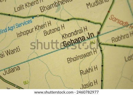 Gohana Jn - India Railways junction schematic transport map train station in atlas style town or city name