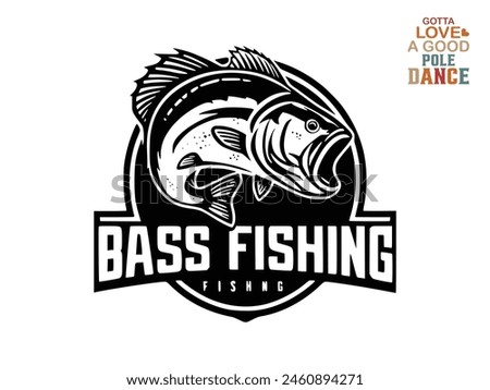 A black silhouette of a fish vector clip art. Design element for logo, label, emblem, sign, brand mark. Fish vector illustration. Vector template for Fishing.
