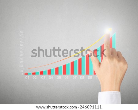 businessman with financial symbols coming from hand