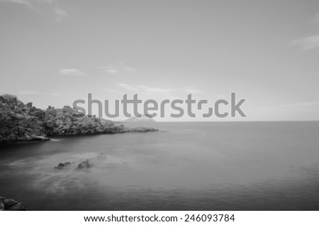 Infrared BW Picture of the Ocean with Long Exposure