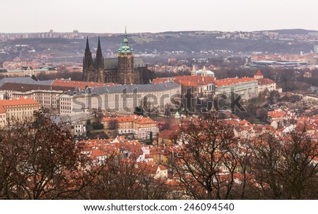 Saint Vit Cathedral on Prague landscape