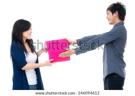 Image of young couple with gift box