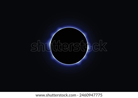 Iridescent round aura eclipse. blue planet glow background. Sun or moon total eclipse in dark space. Star aurora flare with sparkles and sparkles effects. Vector illustration